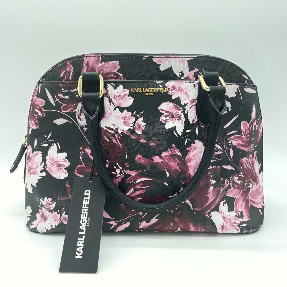 Karl Lagerfeld Paris Floral Berry‎ Satchel Handbag Dome Purse